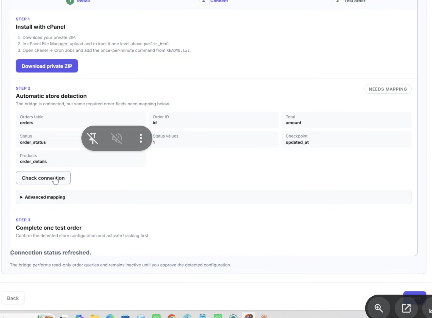 Tagioo Laravel Bridge connected with Needs Mapping status and Advanced mapping available